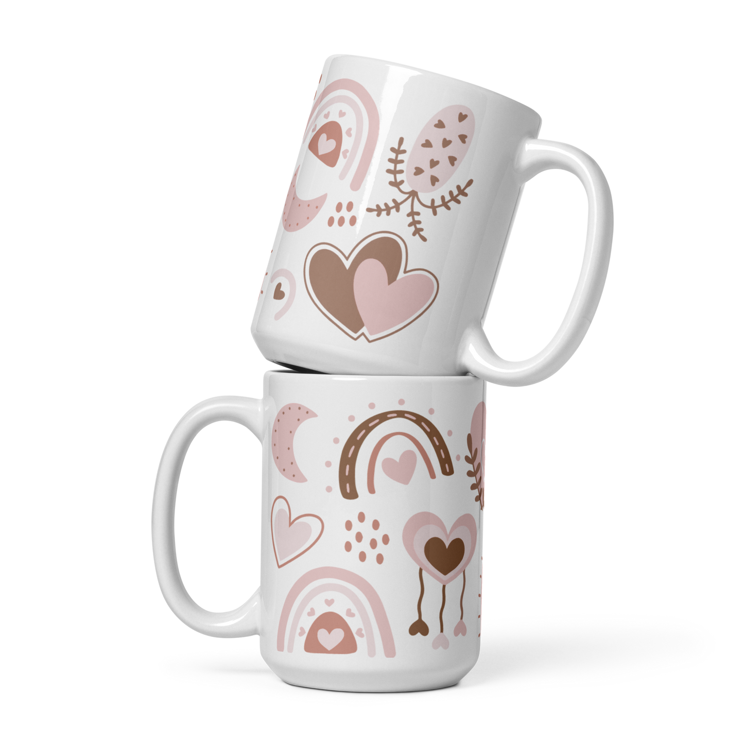 Light Pink Boho White glossy mug